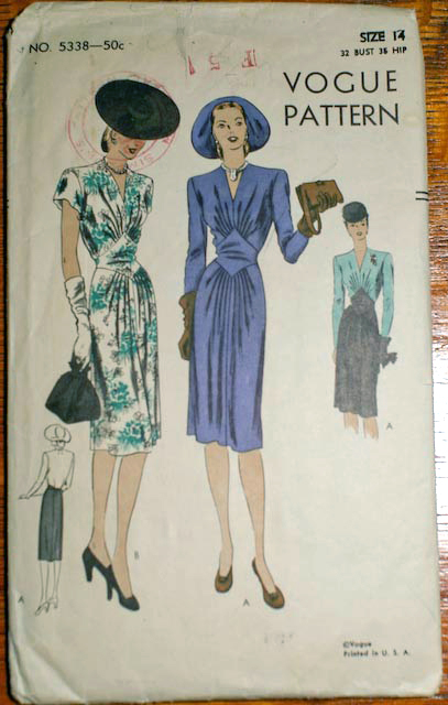 Vogue cocktail dress vintage pattern Ebay auction contest 1940's